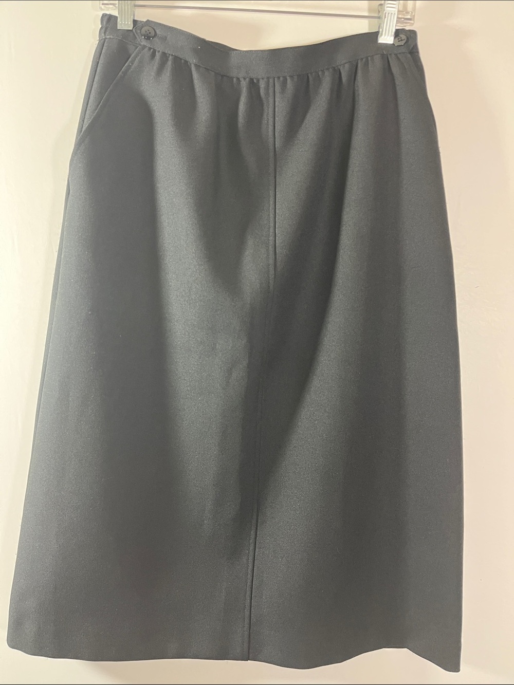 Haberdashery Black Midi A-Line Skirt Elastic Waist Inserts Size14 Made in USA